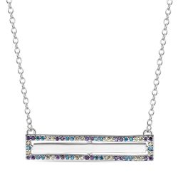 Sterling Silver Bar Necklace with Pastel-coloured CZs Sterling Silver Bar Necklace with Pastel-coloured CZs